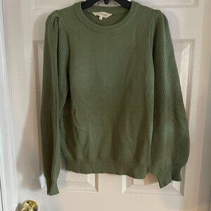 Women's Puff Shoulder Crew Neck Sweater-Large